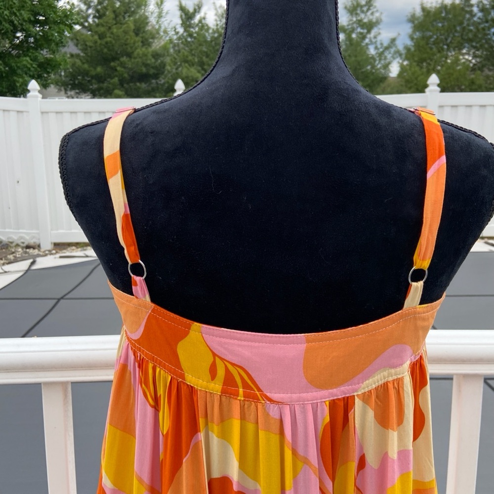 ANTHROPOLOGIE ABEL THE LABEL Sunset Floral Tiered Boho Tropical Maxi Dress Small - Picture 9 of 16